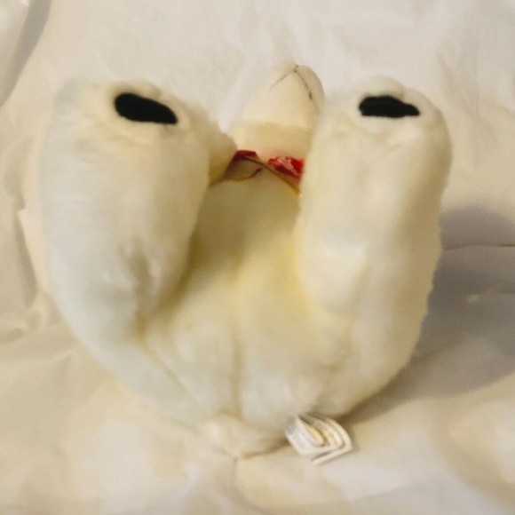 Whitman White Polar Bear With Red Bow Plushy Stuffed Toy 10" H - Picture 5 of 6